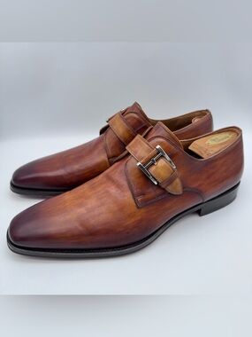 Magnanni Marco II Monk Strap Oxford Brown Cuero Leather Men 11 M Made In Spain